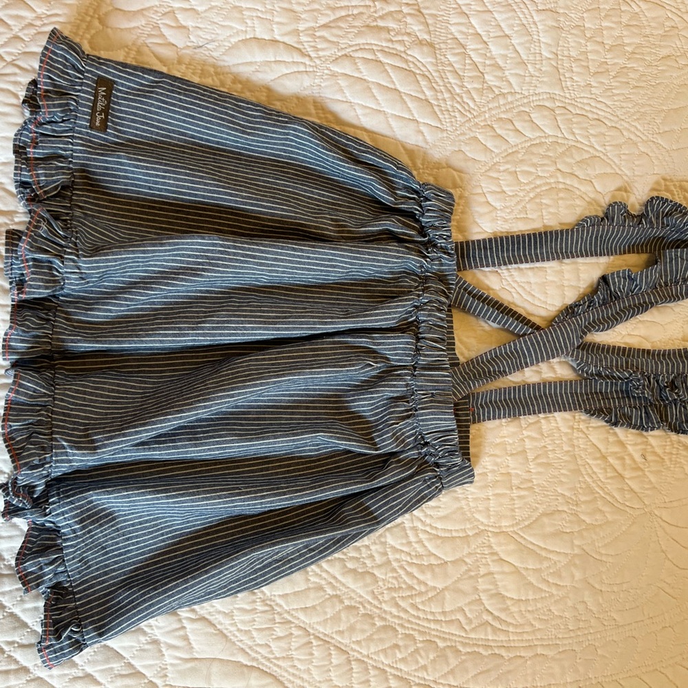 Matilda Jane Black and White Striped Overalls - Picture 6 of 9